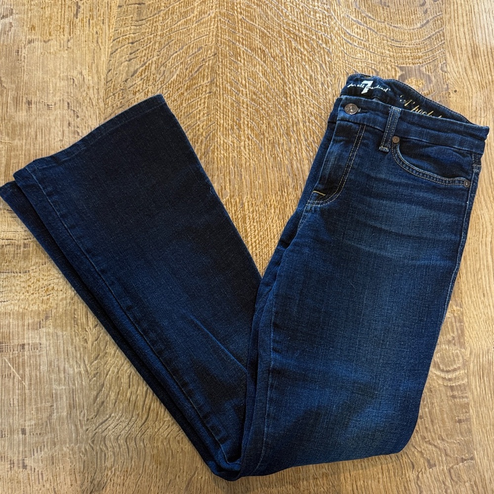 7 For All Mankind Dark Indigo Flare Jeans ‘A’ Pocket